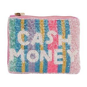 Colorful Beaded Cash Money Zipper Pouch